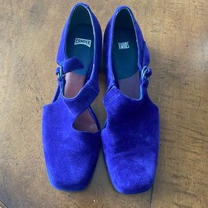 Purple suede camper shoes